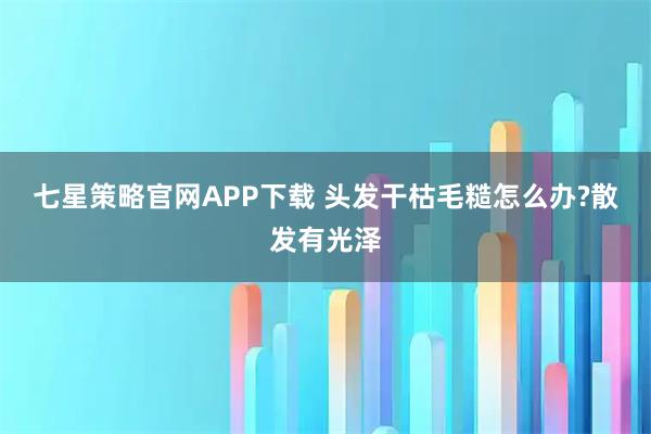 七星策略官网APP下载 头发干枯毛糙怎么办?散发有光泽